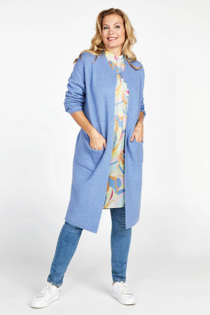 vest Kimy Long met ceintuur lichtblauw