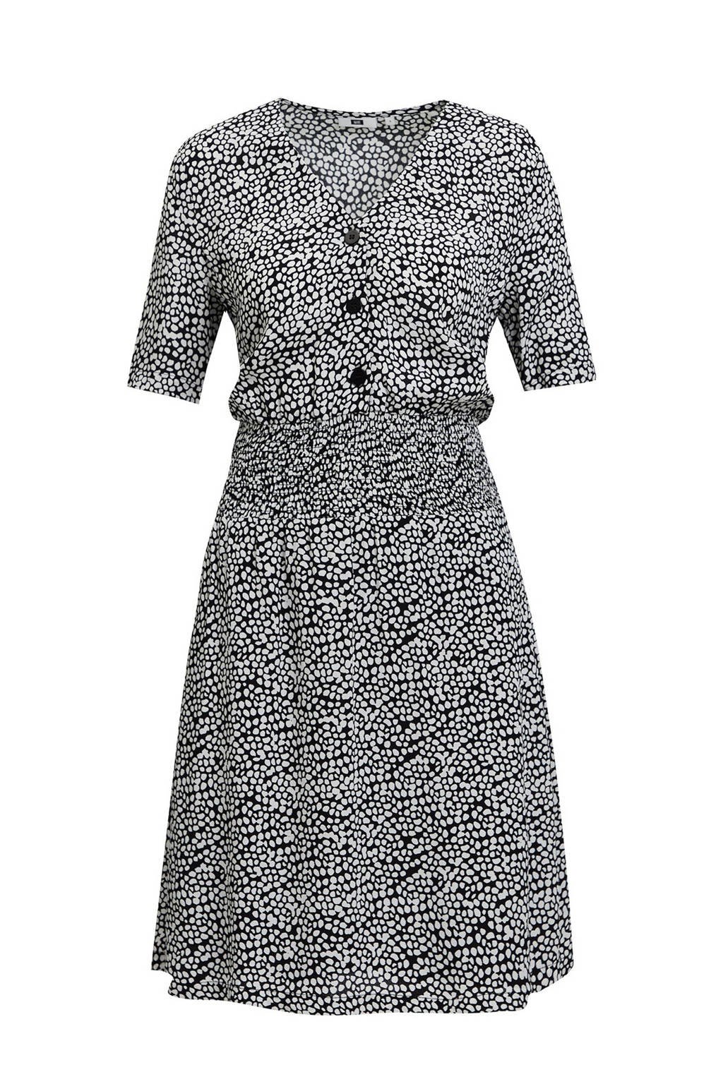 WE Fashion jurk met all over print zwart/wit, Zwart/wit