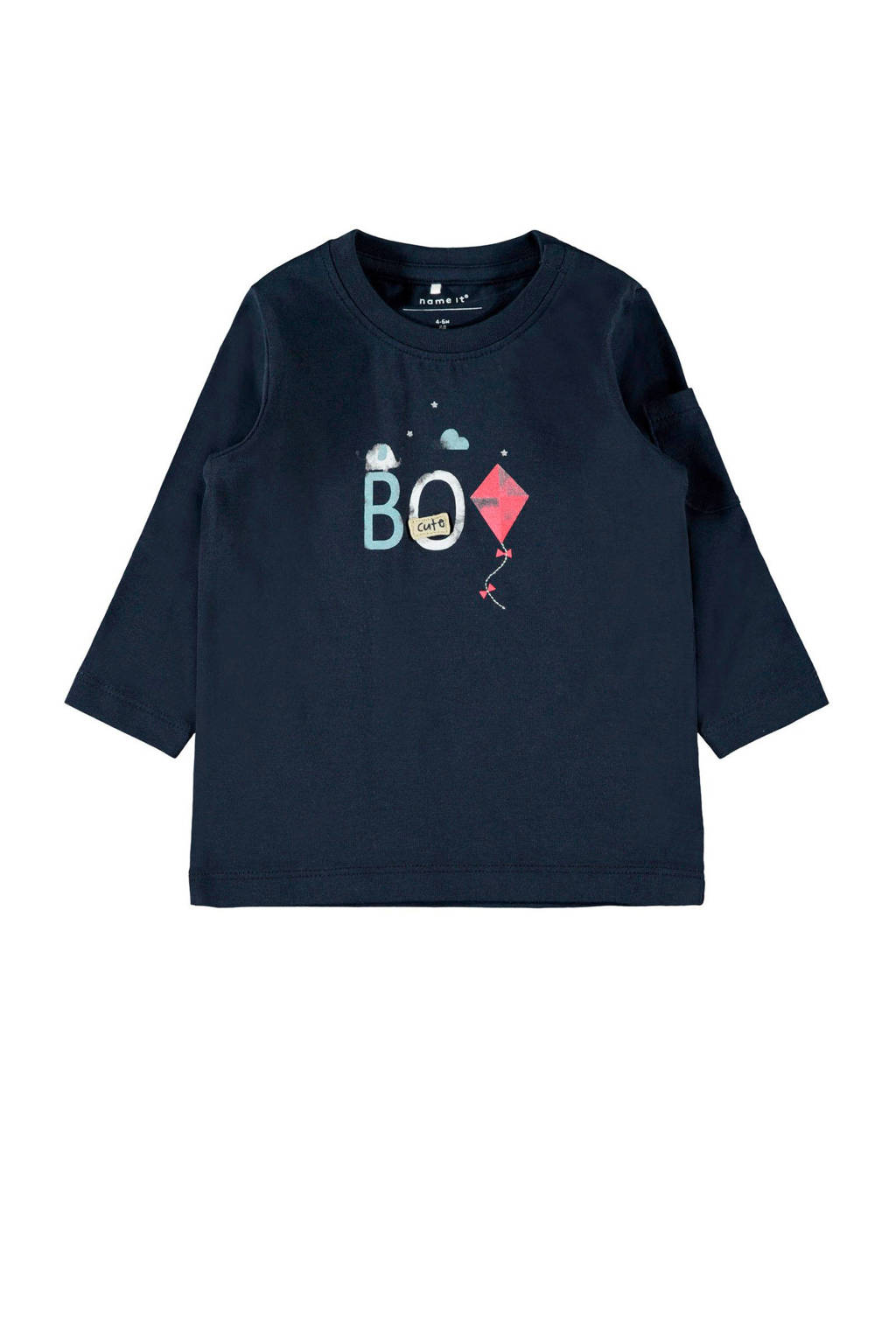 NAME IT BABY longsleeve Dedad met printopdruk donkerblauw/lichtblauw/rood, Donkerblauw/lichtblauw/rood