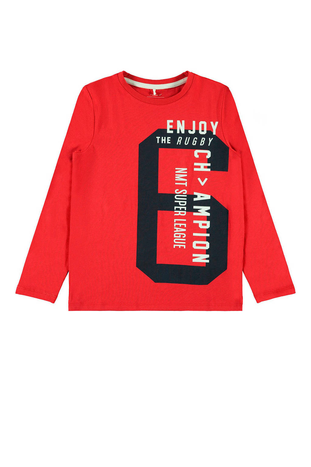 NAME IT KIDS longsleeve Dune met printopdruk rood/zwart/wit, Rood/zwart/wit