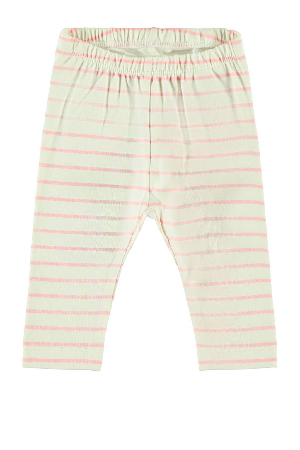 NAME IT BABY gestreepte broek Dilara ecru/lichtroze, Ecru/lichtroze