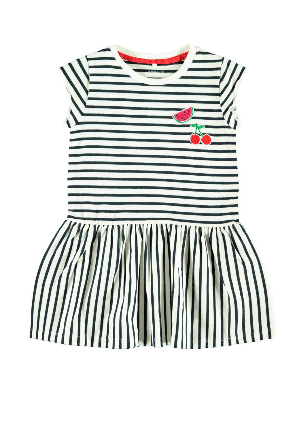 NAME IT MINI gestreepte jersey jurk Dalla wit/donkerblauw, Wit/donkerblauw