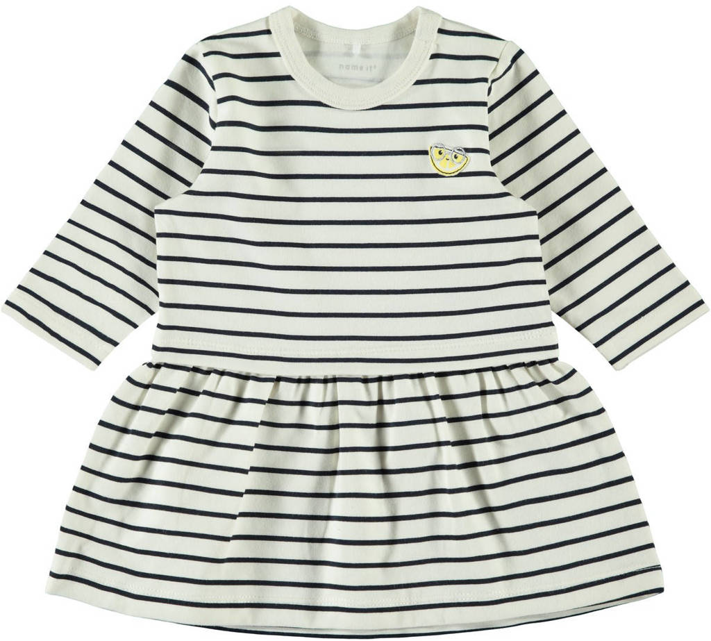 NAME IT BABY gestreepte jersey jurk Dilara ecru/donkerblauw, Ecru/donkerblauw