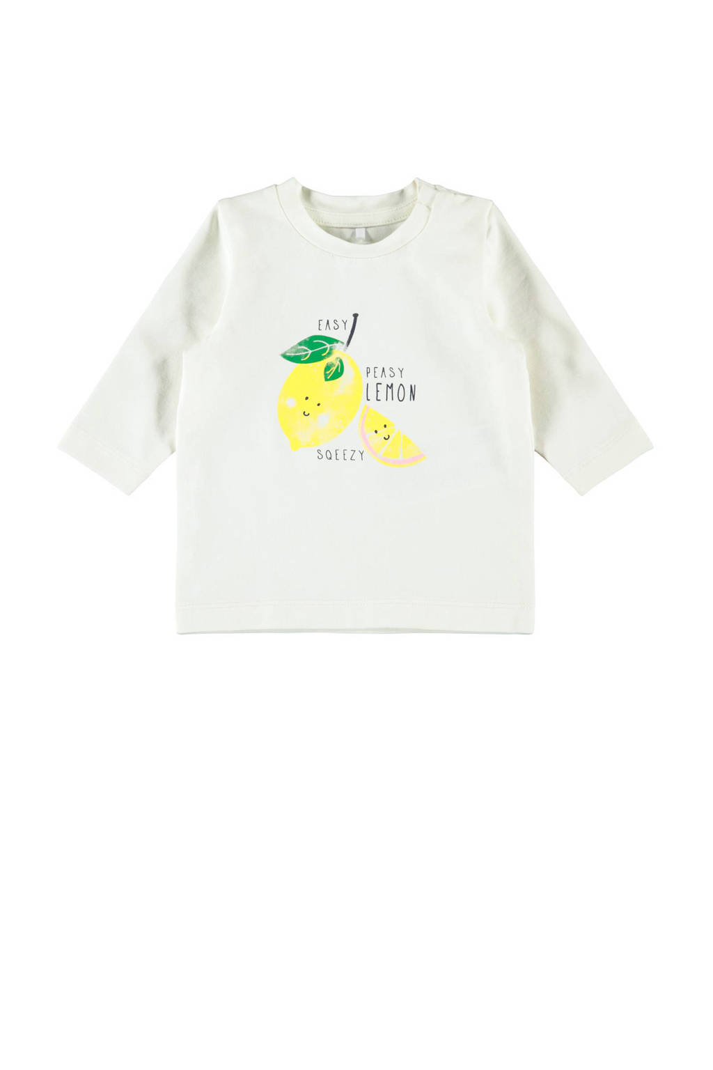 NAME IT BABY longsleeve Defne met printopdruk wit/geel/groen, Wit/geel/groen