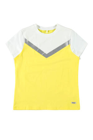 T-shirt Dassia geel/wit/zilver