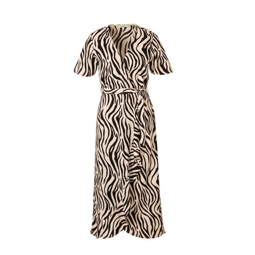 Garcia jurk met zebraprint en ceintuur beige zwart Garcia jurk met zebraprint en ceintuur beige zwart