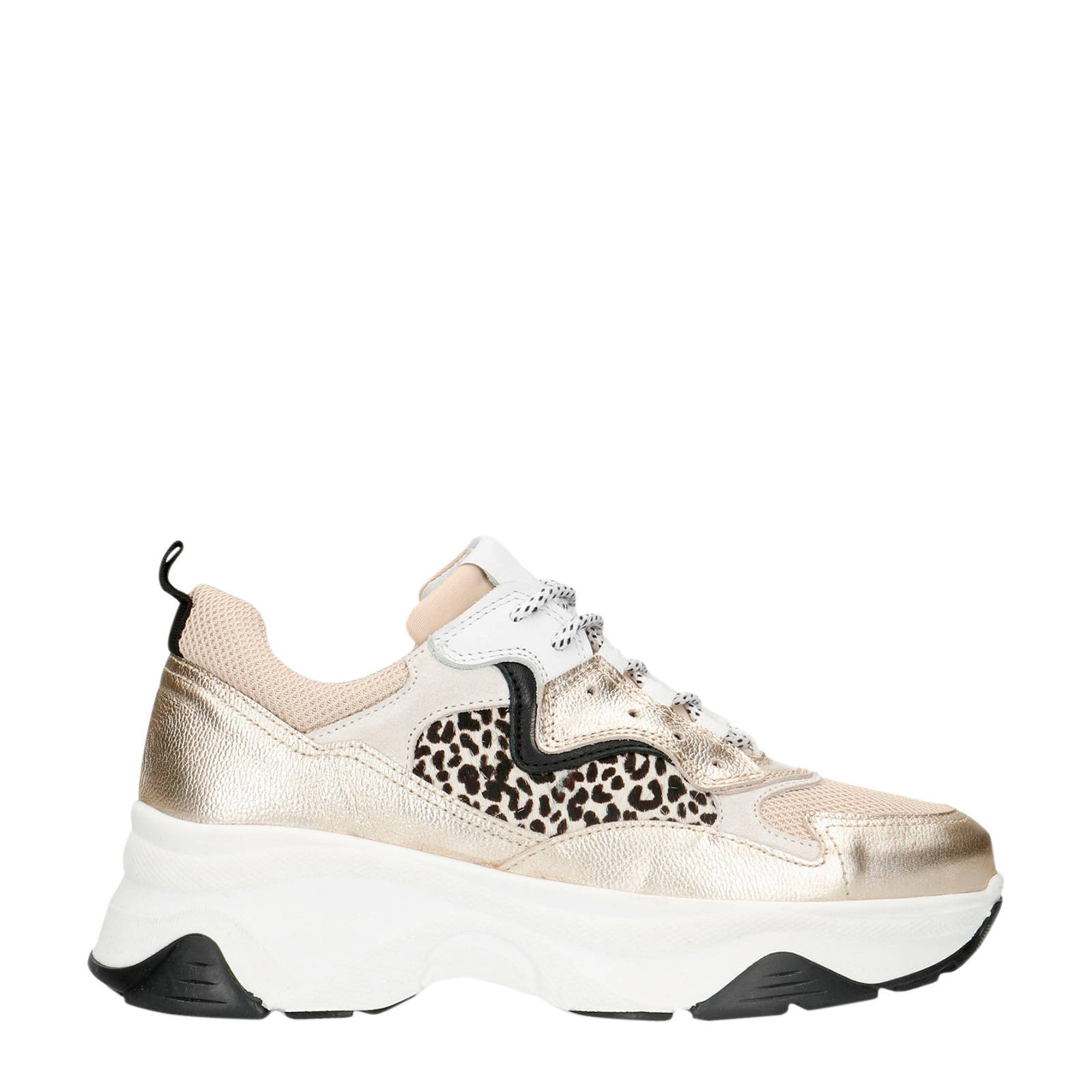 Sacha leren chunky dad sneakers goud | wehkamp