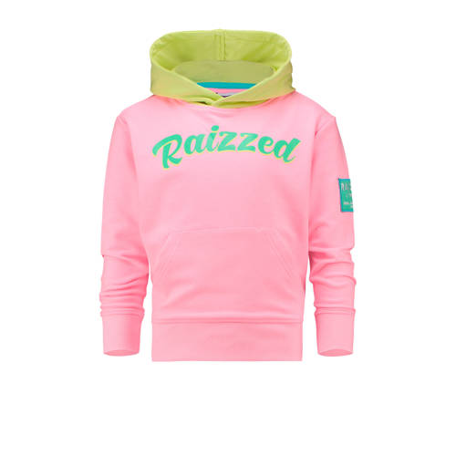 Raizzed hoodie Bruxelles met logo roze/groen/licht