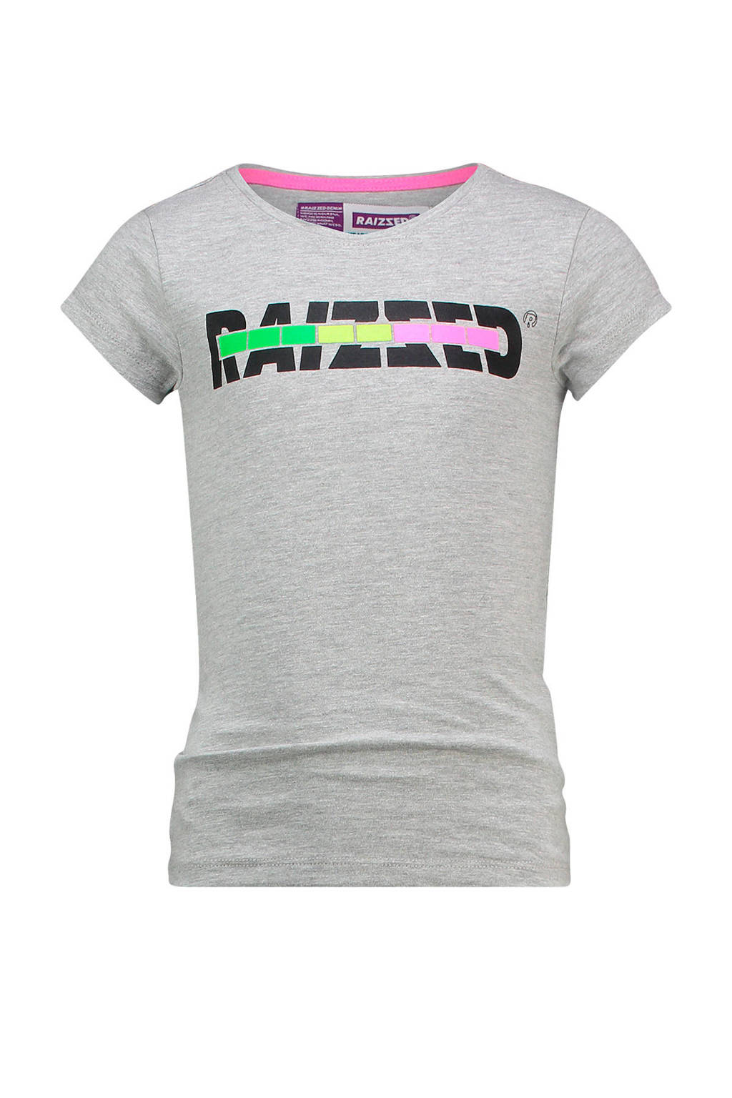 Raizzed T-shirt Venice met logo grijs melange, Grijs melange