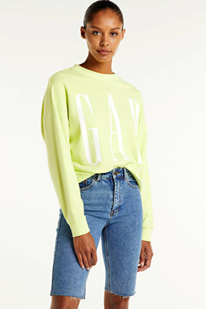 sweater met logo neon geel
