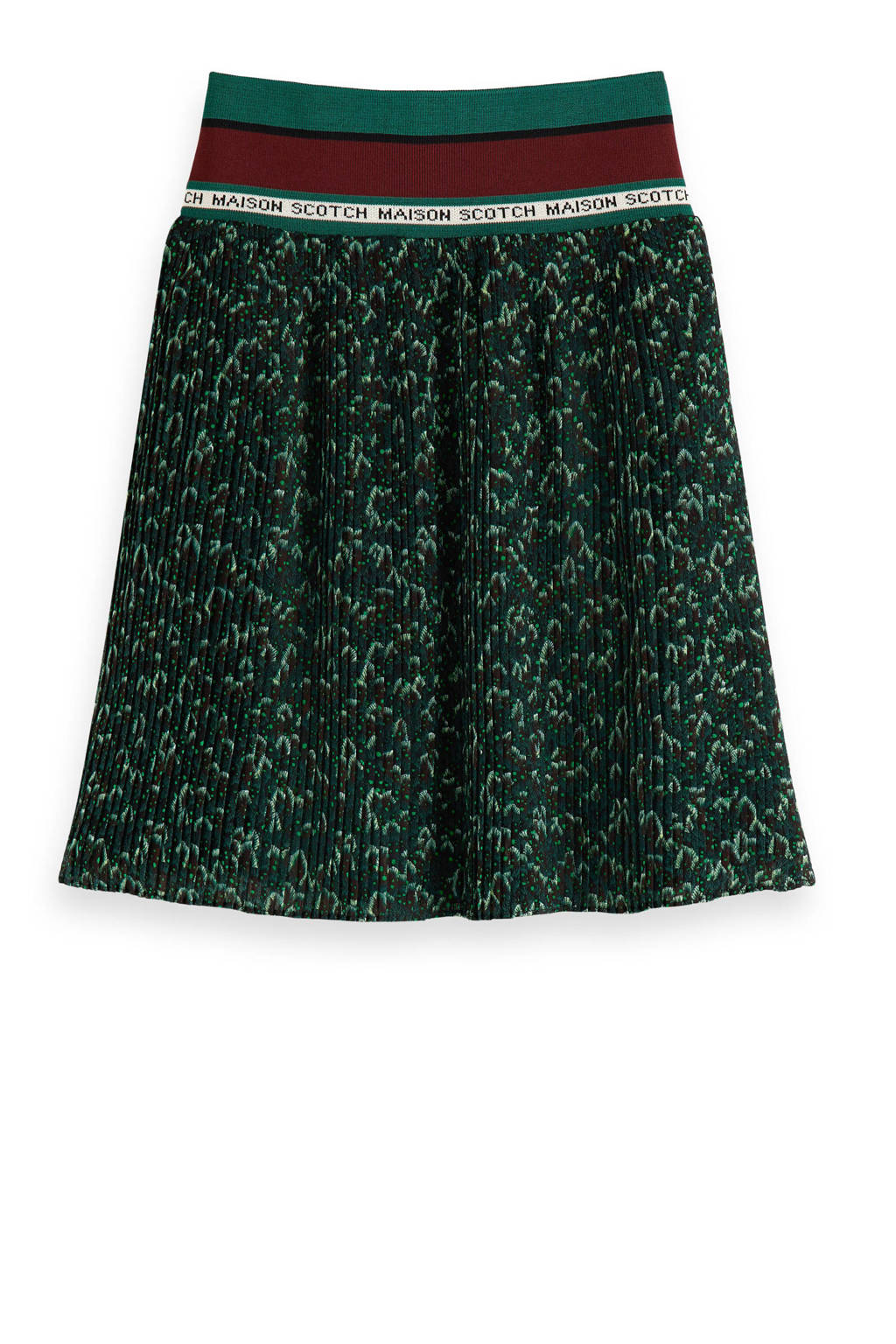 Scotch & Soda semi-transparante rok met all over print en plooien donkergroen, Donkergroen
