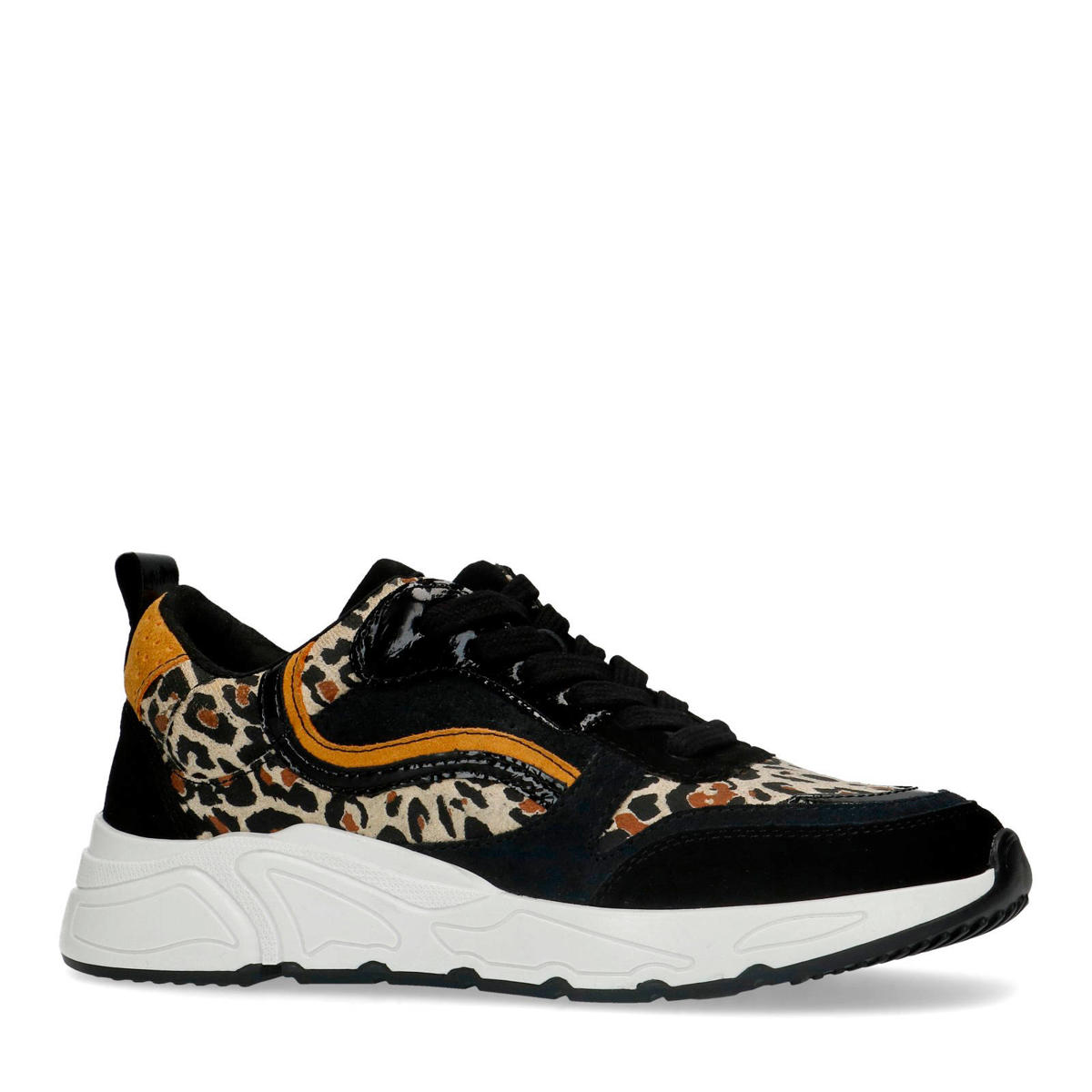 Sacha suède sneakers zwart/panterprint wehkamp