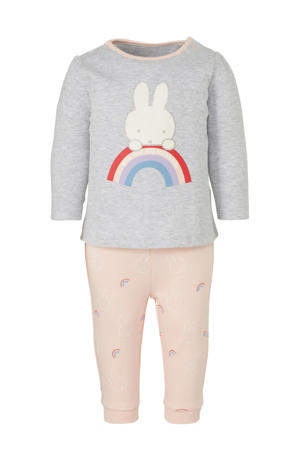 pyjama met print lichtgrijs/lichtroze