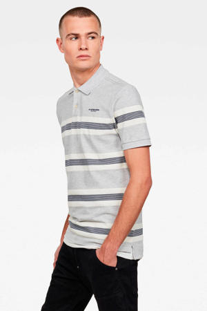 gestreepte slim fit polo it grey