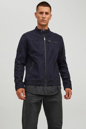 suèdelook quilted bikerjack - zwart
