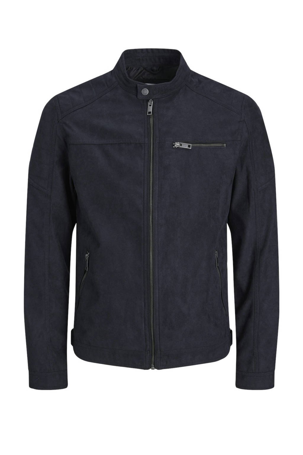 JACK & JONES ESSENTIALS imitatieleren tussenjas Rocky zwart, Stonewashed
