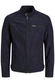 thumbnail: JACK & JONES ESSENTIALS suèdelook quilted bikerjack - zwart