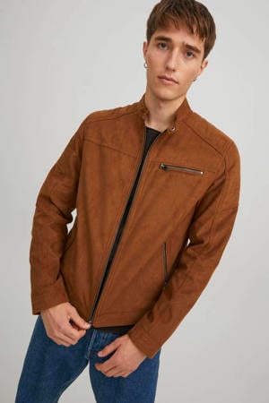 suèdelook quilted bikerjack - cognac