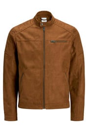 thumbnail: JACK & JONES ESSENTIALS suèdelook quilted bikerjack - cognac