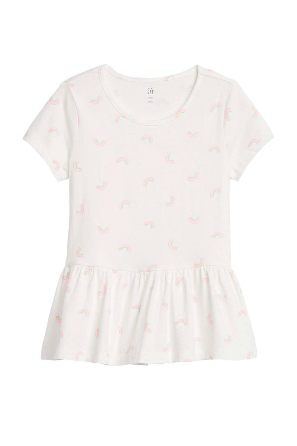 GAP T-shirt met all over print en plooien ecru/roze/paars