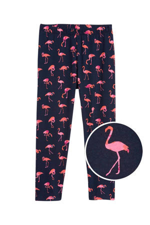 legging met dierenprint donkerblauw/roze