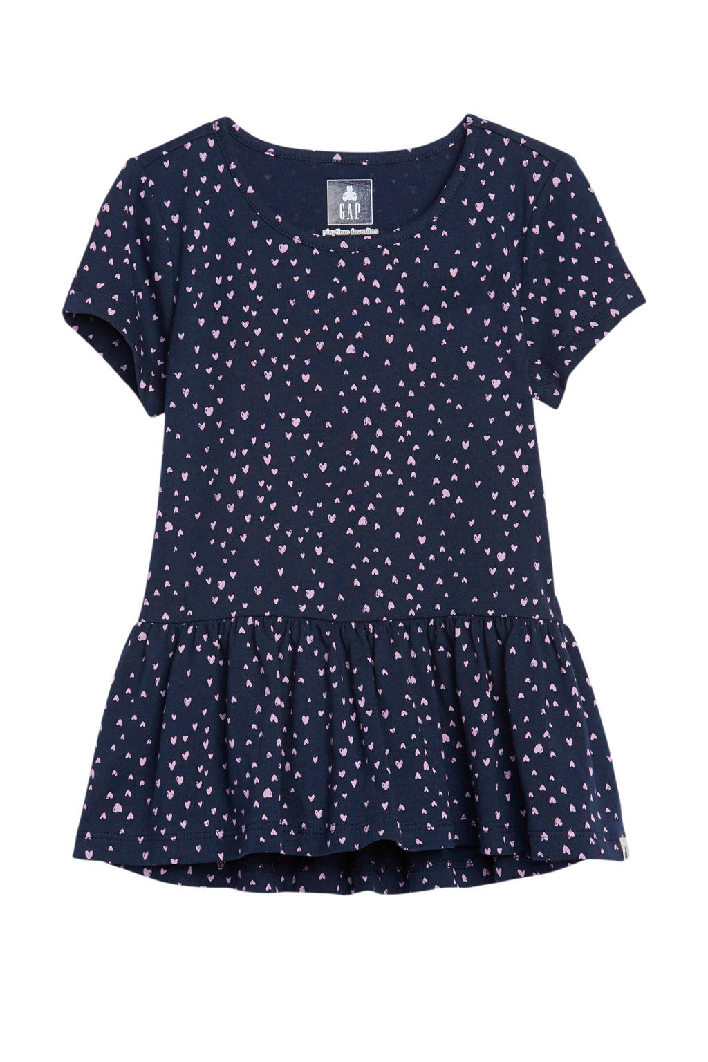 GAP peplum T-shirt met hartjes donkerblauw, Donkerblauw