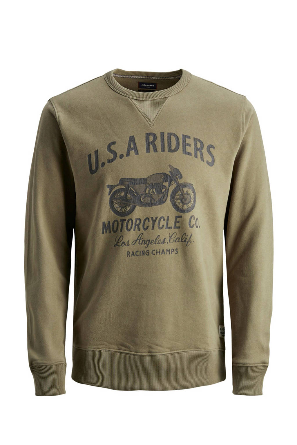 JACK & JONES PREMIUM sweater met printopdruk dusky green, Dusky green