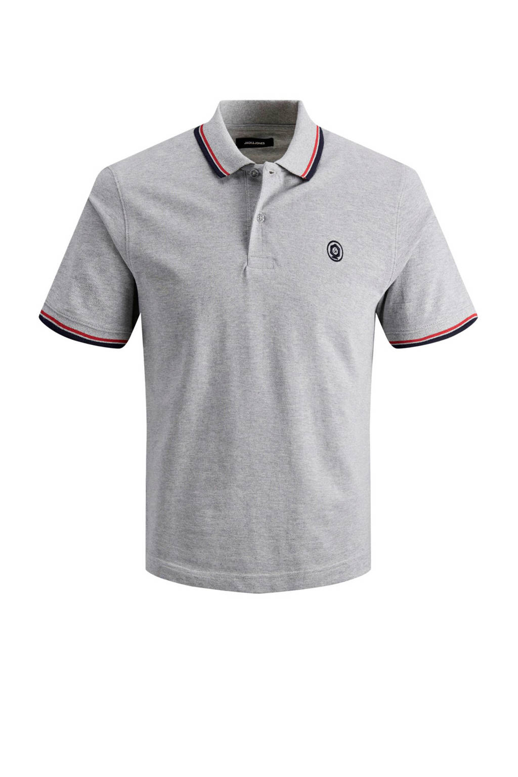 JACK & JONES ESSENTIALS slim fit polo met logo grijs, Grijs