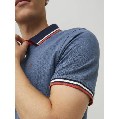 JACK & JONES ESSENTIALS slim fit polo JJEPAULOS donkerblauw afbeelding