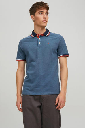 slim fit polo JJEPAULOS donkerblauw