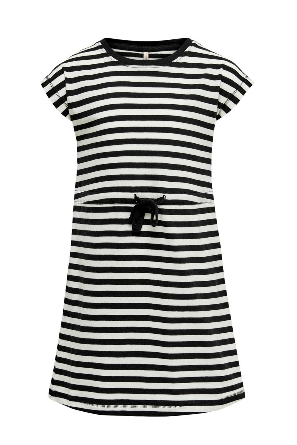KIDS ONLY gestreepte A-lijn jurk KONMAY van biologisch katoen wit/zwart
