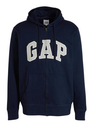 vest met printopdruk donkerblauw