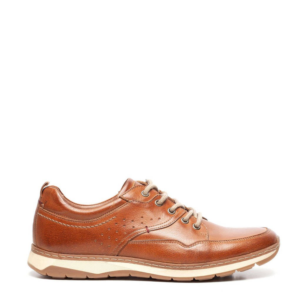 Hush Puppies leren veterschoenen cognac wehkamp