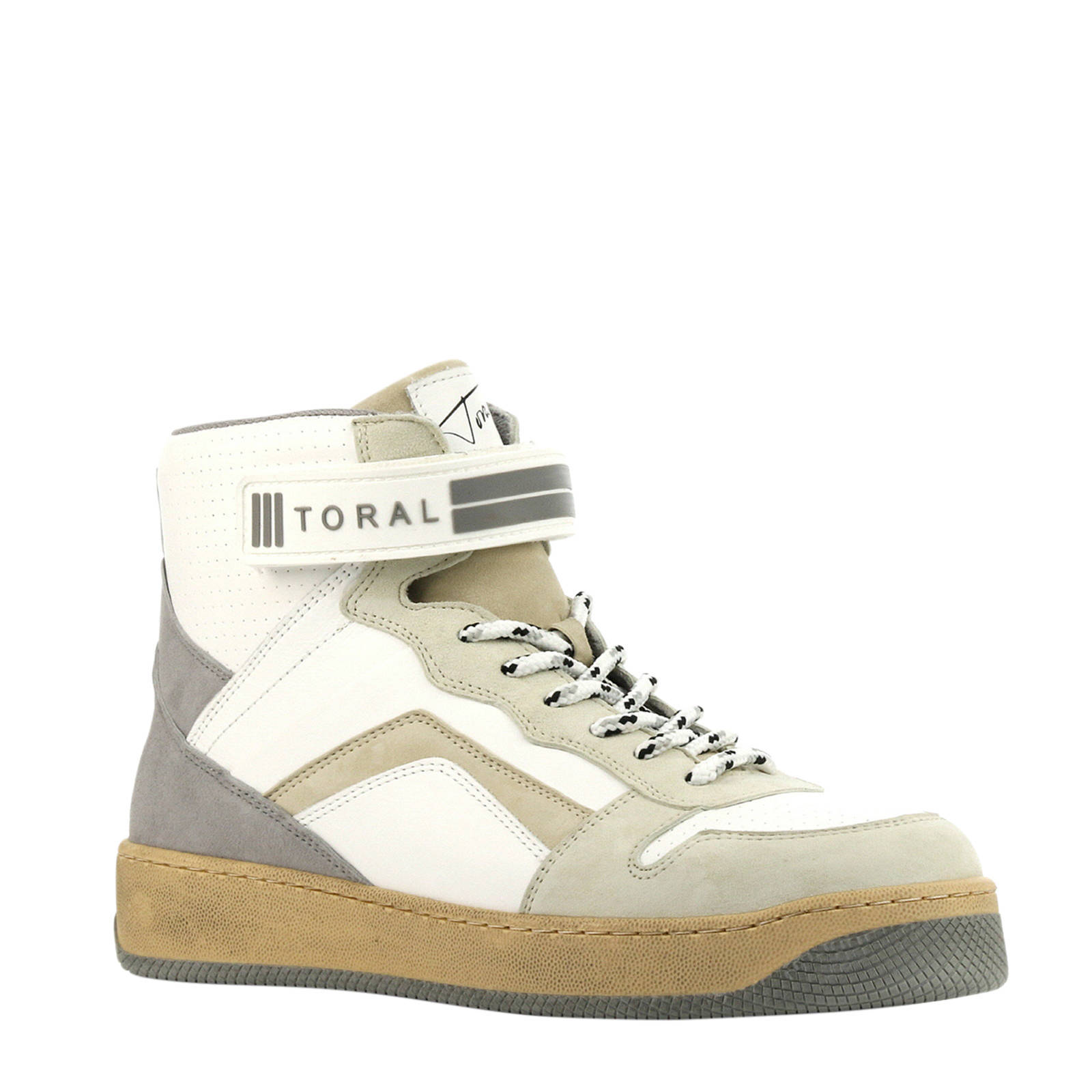 Toral 12407 hoge leren sneakers beige/grijs | wehkamp