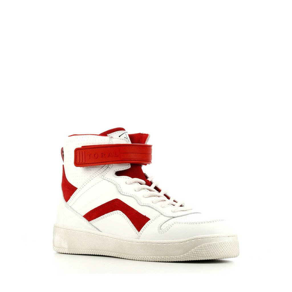 Bijna Plakken Ambtenaren Toral 12407 hoge leren sneakers wit/rood | wehkamp