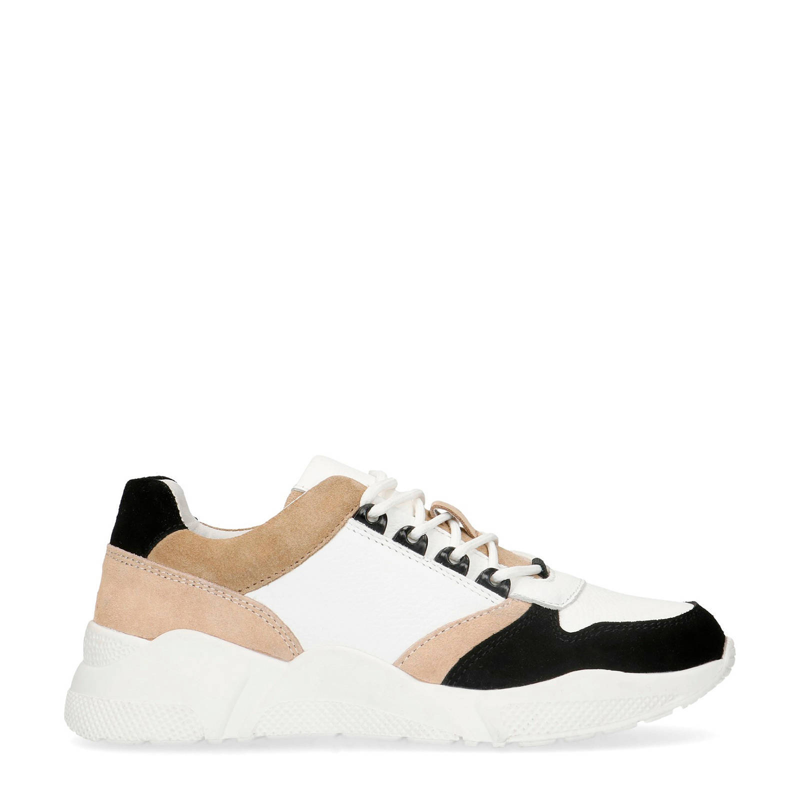 Witte sneakers met details in cheetah en beige - Dames | MANFIELD