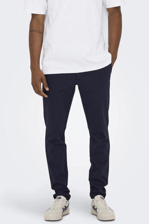 tapered fit broek met krijtstreep ONSMARK donkerblauw