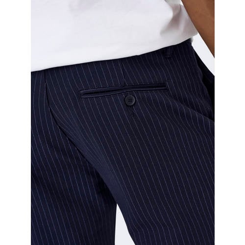 ONLY & SONS tapered fit broek met krijtstreep ONSMARK donkerblauw afbeelding