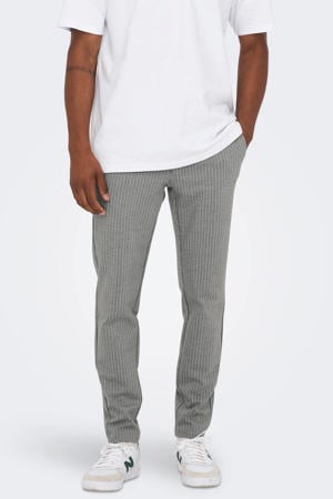 tapered fit broek met krijtstreep ONSMARK light grey melange
