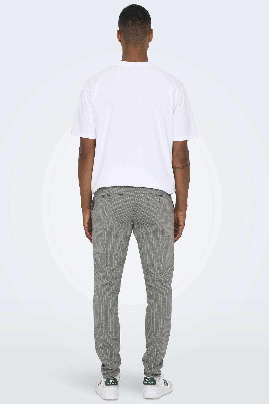 ONLY & SONS tapered fit broek met krijtstreep ONSMARK light grey melange