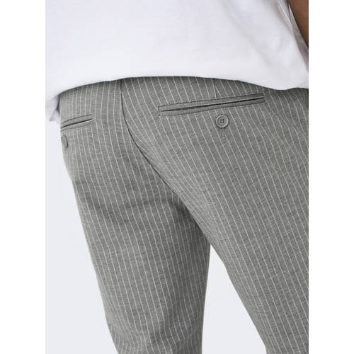 ONLY & SONS tapered fit broek met krijtstreep ONSMARK light grey melange afbeelding