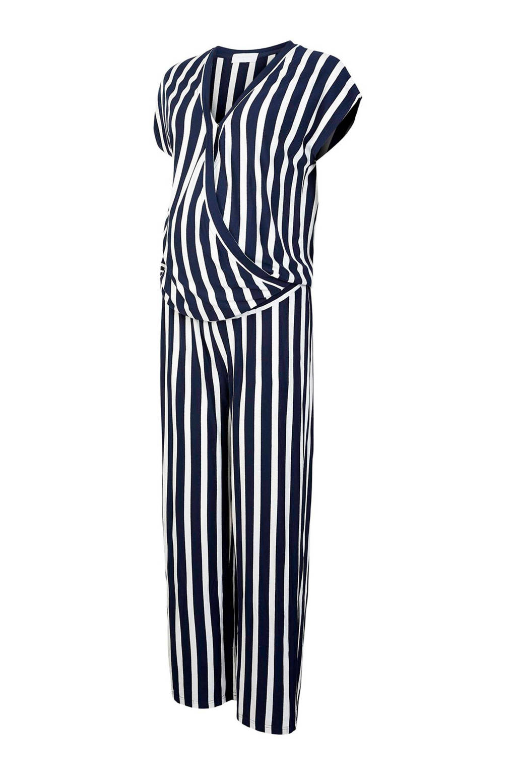 MAMALICIOUS gestreepte zwangerschapsjumpsuit Becky donkerblauw/wit, Donkerblauw/wit