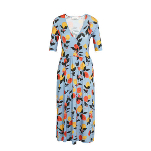 Modström overslagjurk met all over print en plooien blauw multi Modström overslagjurk met all over print en plooien blauw multi