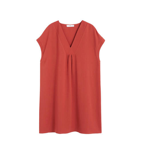 Mango jurk met plooien donkerrood Mango jurk met plooien donkerrood