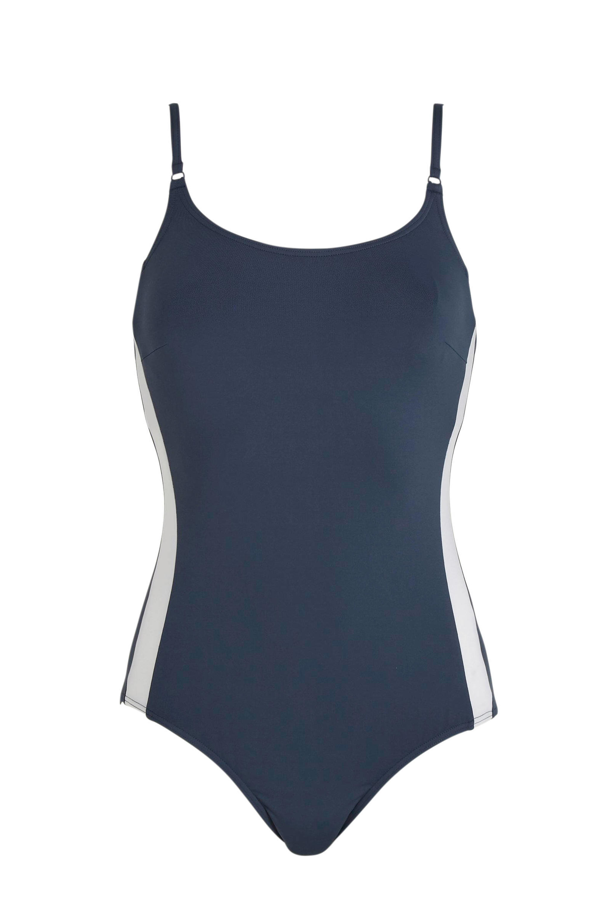 ESPRIT Women Beach badpak met beugel donkerblauw/wit wehkamp