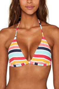 ESPRIT Women Beach gestreepte triangel bikinitop geel/lichtblauw/rood