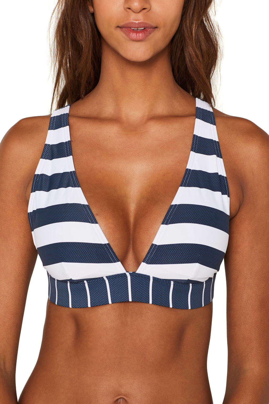 ESPRIT Women Beach voorgevormde gestreepte bikinitop donkerblauw/wit