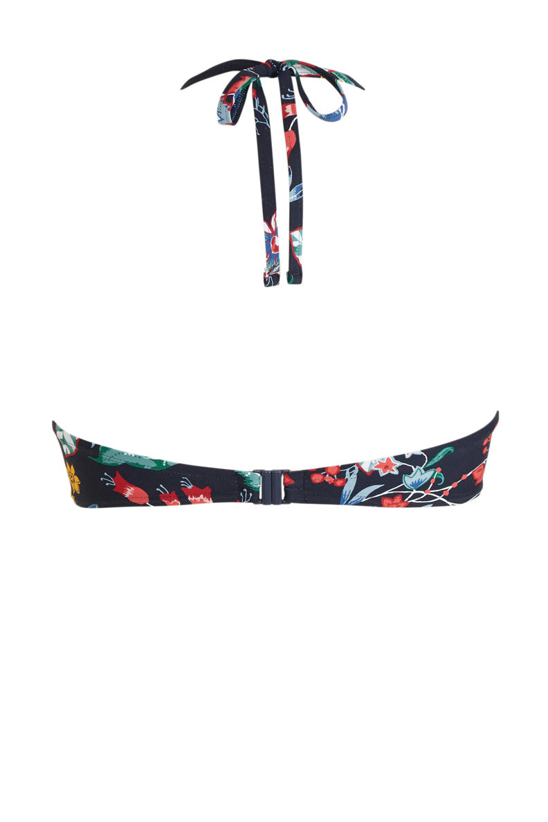 ESPRIT Women Beach gebloemde bandeau bikinitop donkerblauw