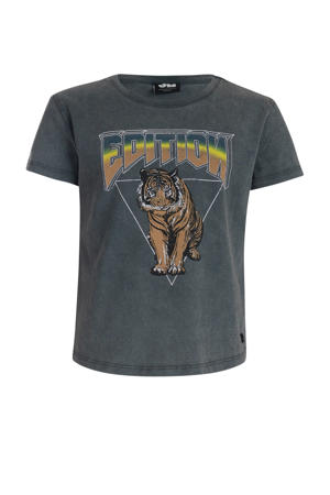T-shirt met printopdruk grijs/bruin/zwart