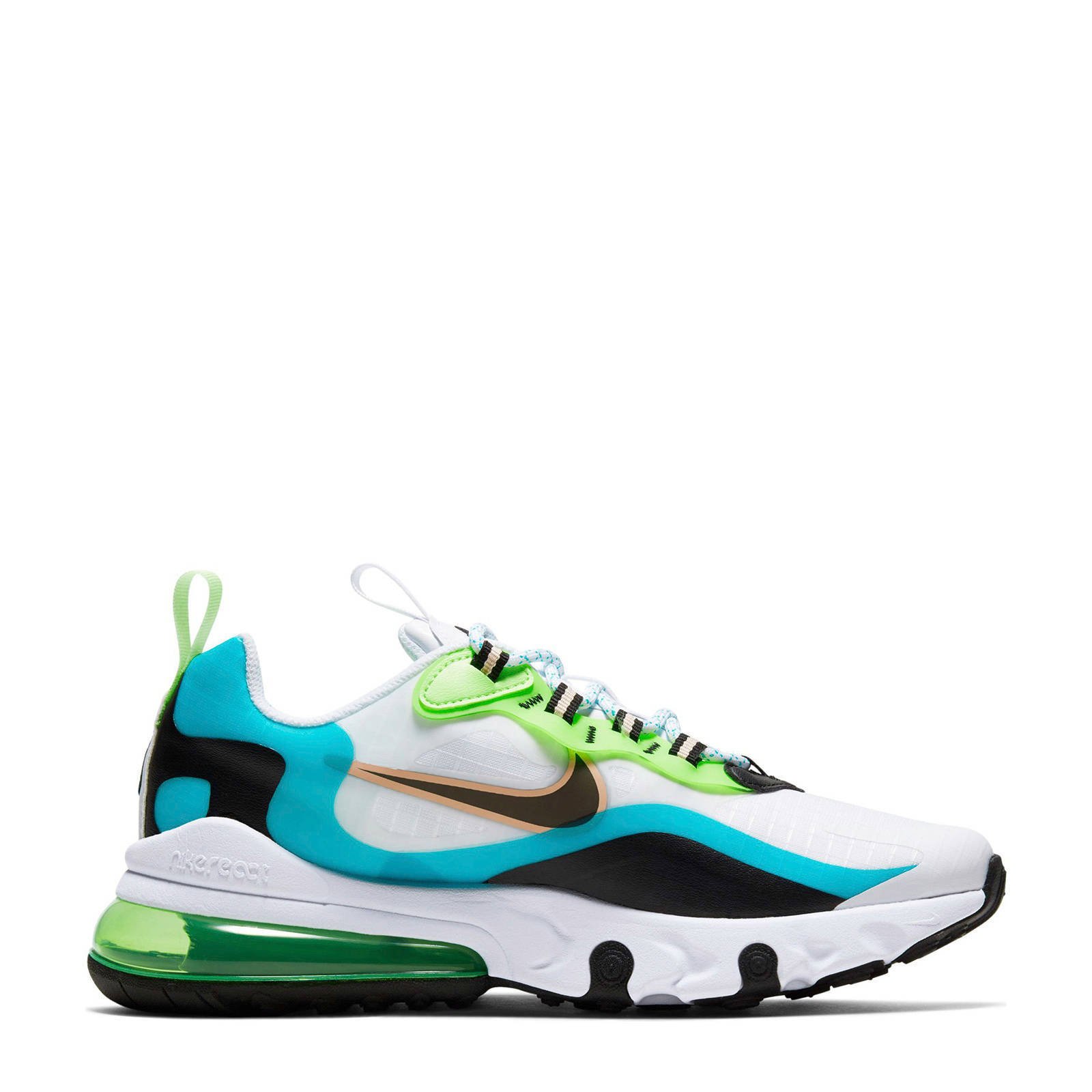 Nike Air Max 270 React SE (GS) sneakers aqua zwart limegroen